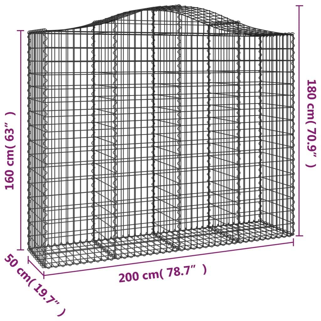 Vidaxl - Panier de gabions arqué 200x50x160/180 cm Fer galvanisé vidaXL 153398 - Image 3