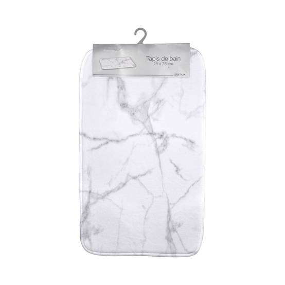 Tapis de Bain Microfibre "Effet Marbre" 45x75cm Blanc - Image 2