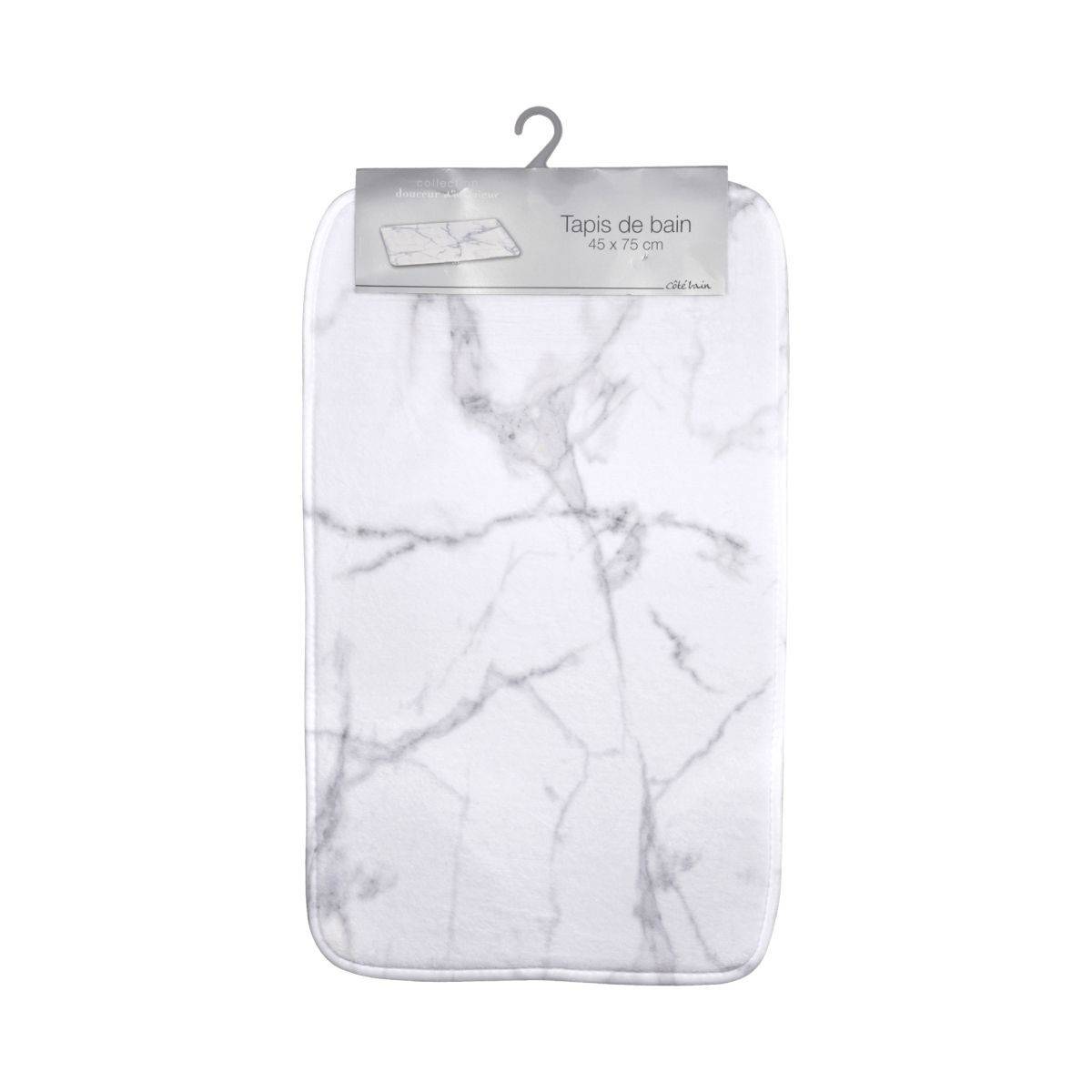 Tapis de Bain Microfibre "Effet Marbre" 45x75cm Blanc - Image 2