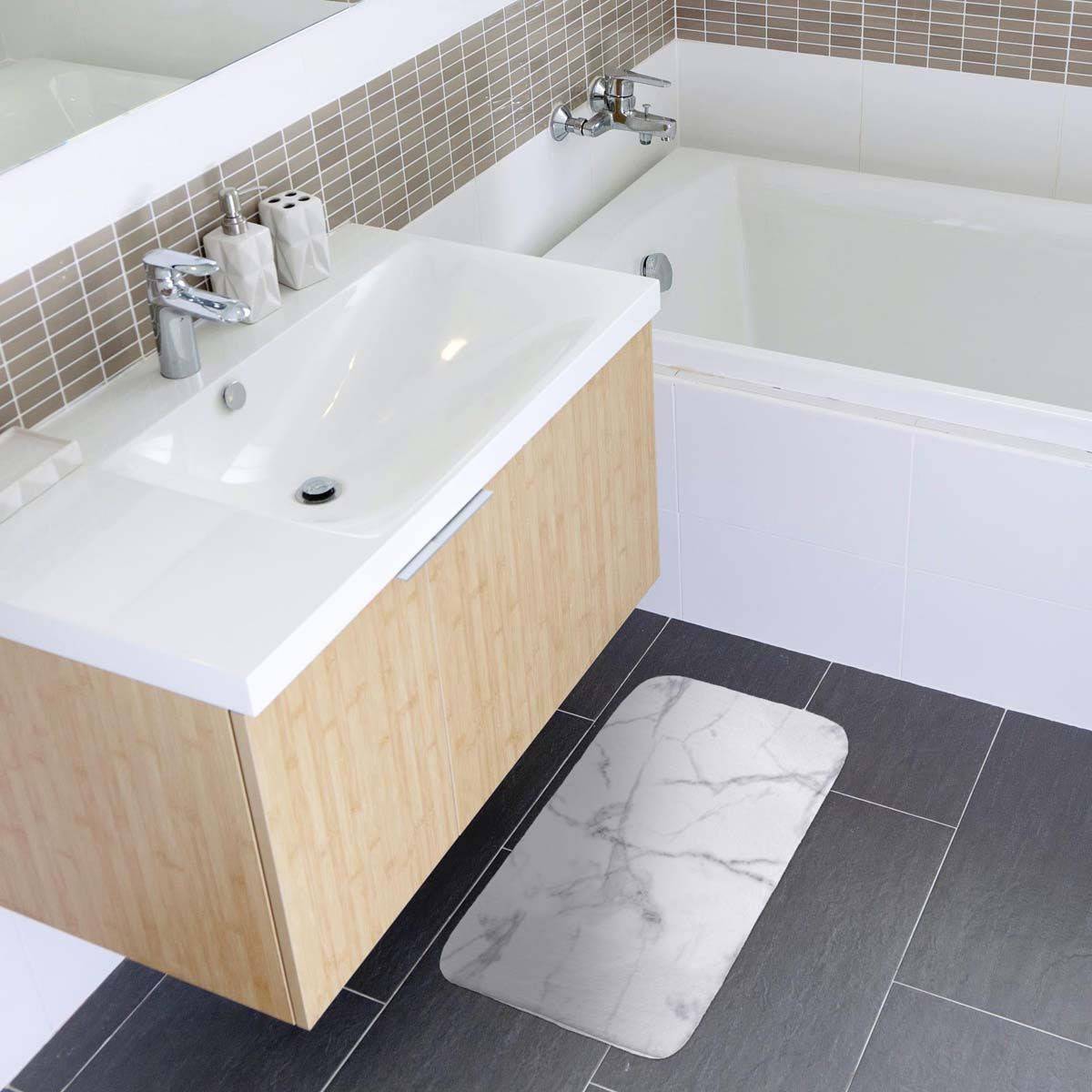 Tapis de Bain Microfibre "Effet Marbre" 45x75cm Blanc - Image 3
