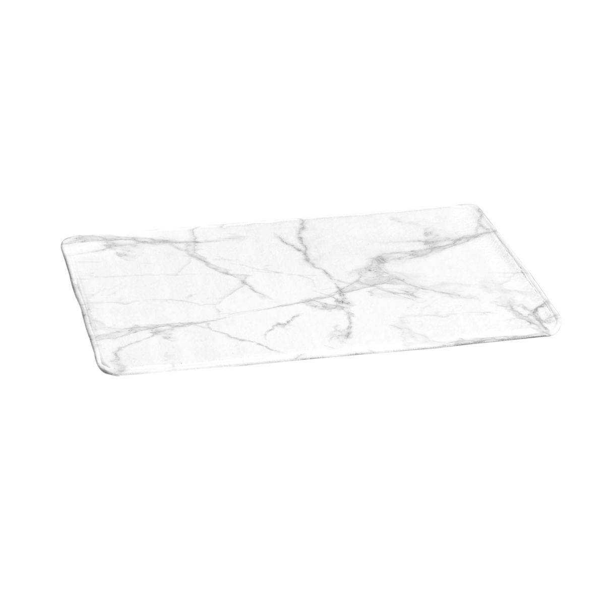 Tapis de Bain Microfibre "Effet Marbre" 45x75cm Blanc - Image 1