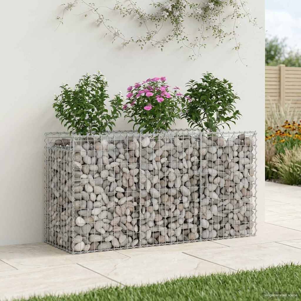 PANGIVO - Lit surélevé gabion Acier galvanisé Argenté 150 x 50 x 80 cm - PANGIVO