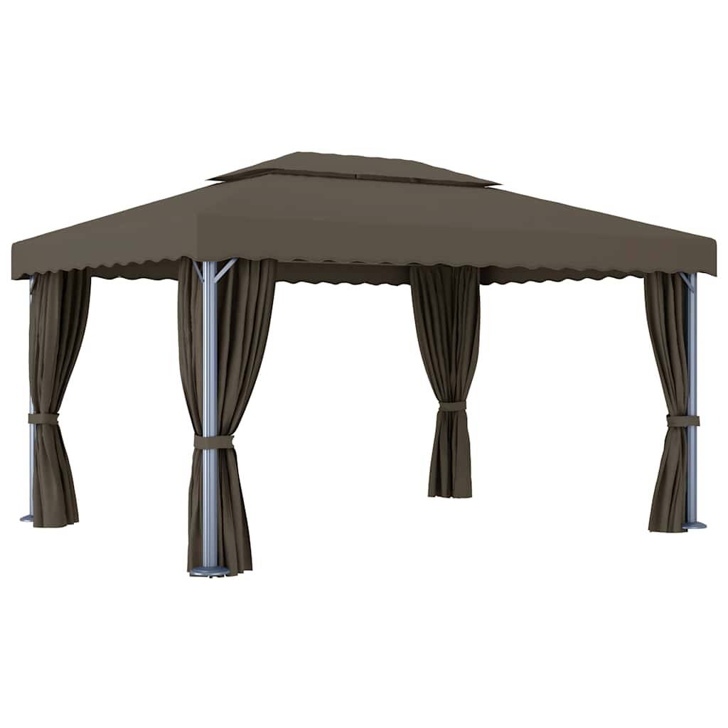 Abri de Jardin Aluminium avec Rideaux Moustiquaires et Lumières LED Énergie Solaire Taupe 4x3 m – ComfortXL Outdoor Living - Image 7