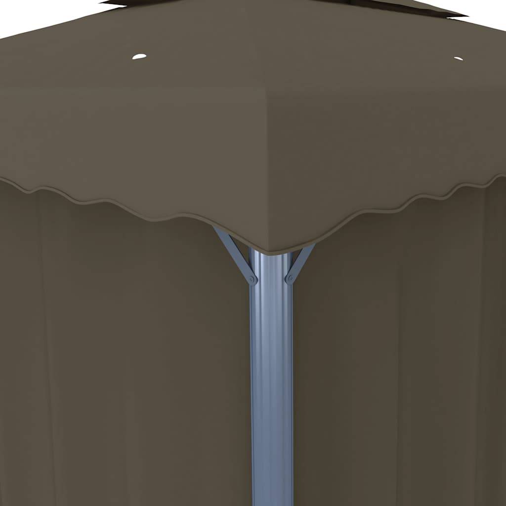 Abri de Jardin Aluminium avec Rideaux Moustiquaires et Lumières LED Énergie Solaire Taupe 4x3 m – ComfortXL Outdoor Living - Image 8