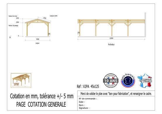 Carport Bois Douglas Français 56 m² – 2 pentes adossé – 8 poteaux – Abri voiture extérieur – Garantie 10 ans - Image 3