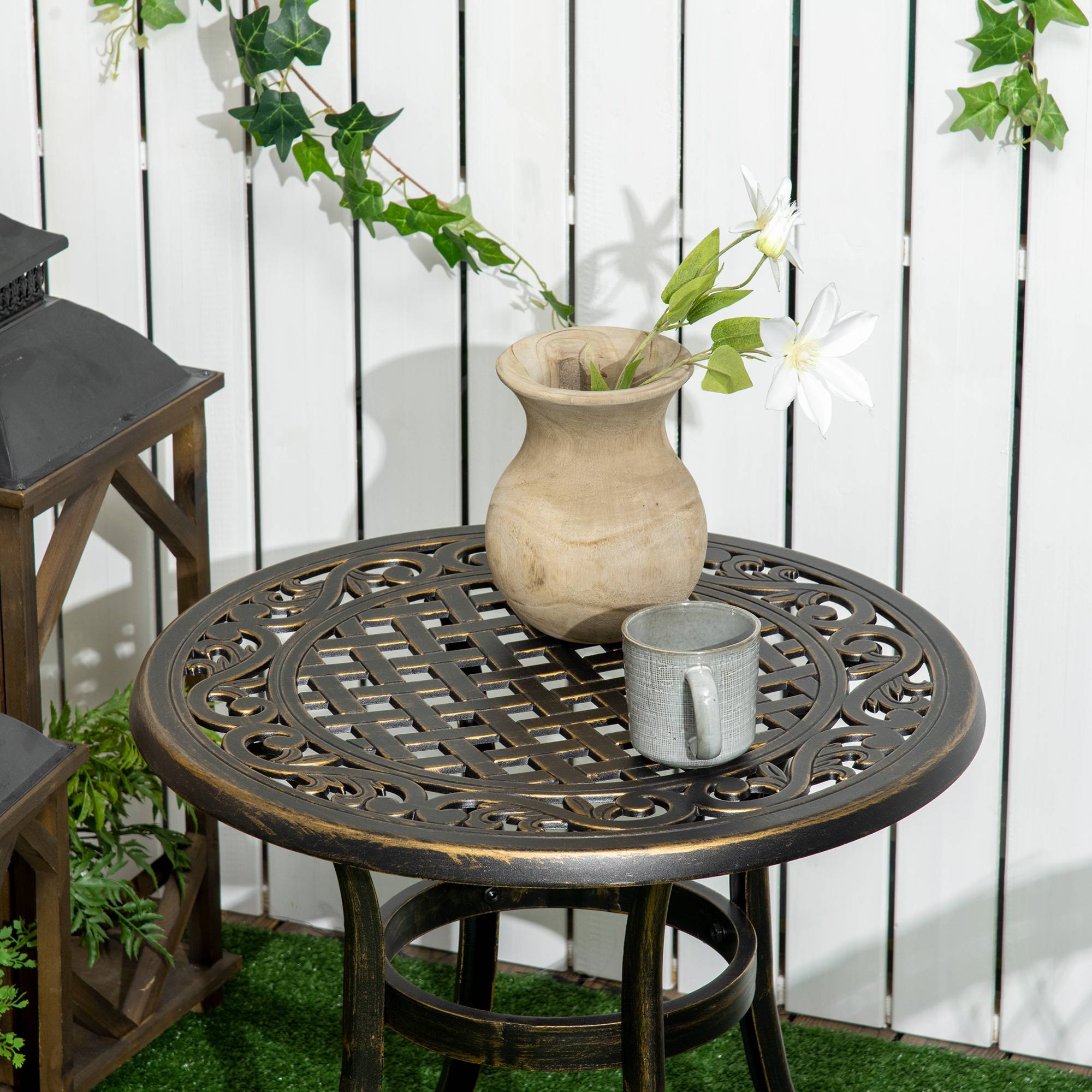 Table d'appoint extérieure aluminium moulé 60 x 60 x 52.5 cm - PANGIVO - Image 9