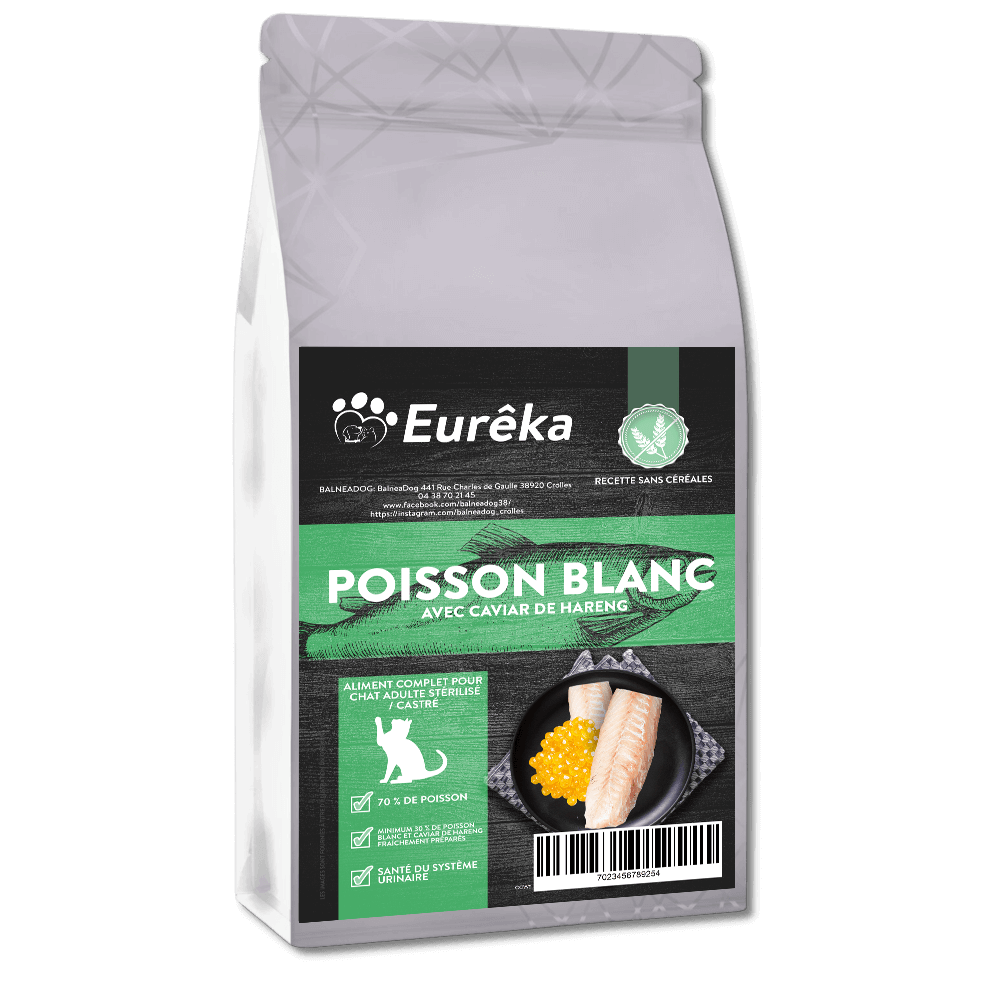 Croquettes chat adulte holistic sans céréales - Poisson Blanc avec Caviar de Hareng - 1.5 Kg - Image 1