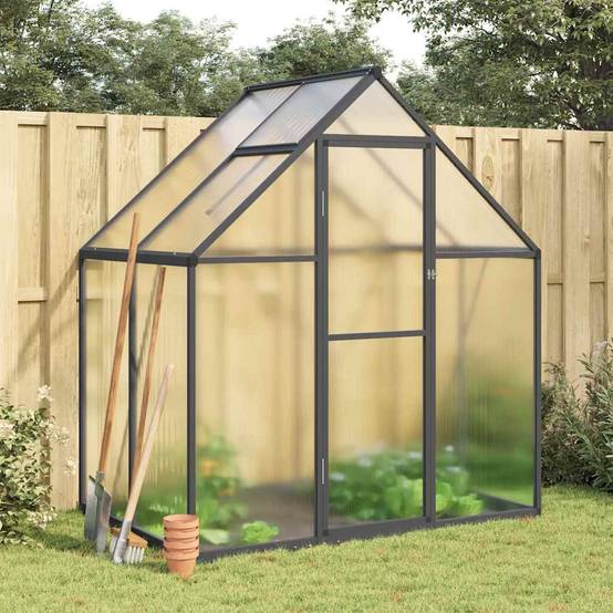 Serre de Jardin Polycarbonate Aluminium Protection Hivernage 1,93m² Anthracite - ComfortXL Outdoor Living - Image 1