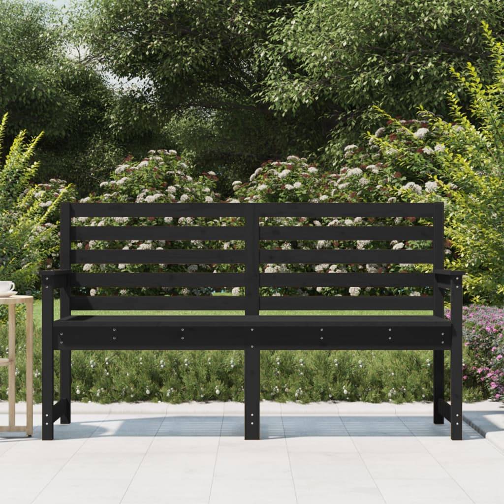 Maison Chic - Banc de jardin - Banc d'extérieur - Banquette noir 159,5x48x91,5 cm bois massif de pin - Image 3