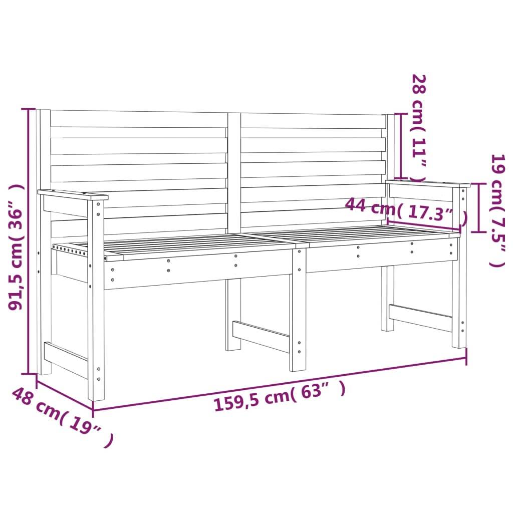 Maison Chic - Banc de jardin - Banc d'extérieur - Banquette noir 159,5x48x91,5 cm bois massif de pin - Image 7