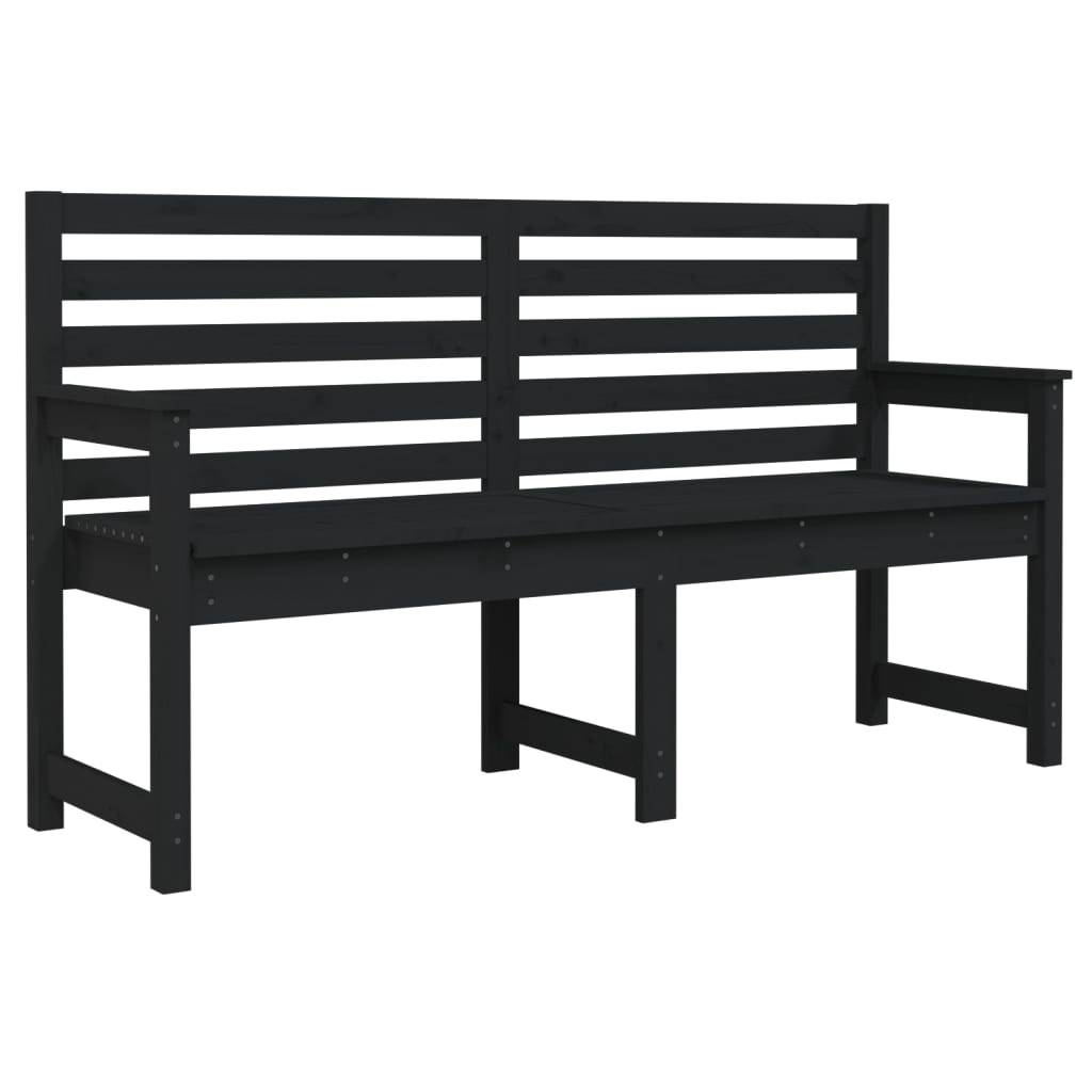 Maison Chic - Banc de jardin - Banc d'extérieur - Banquette noir 159,5x48x91,5 cm bois massif de pin - Image 1