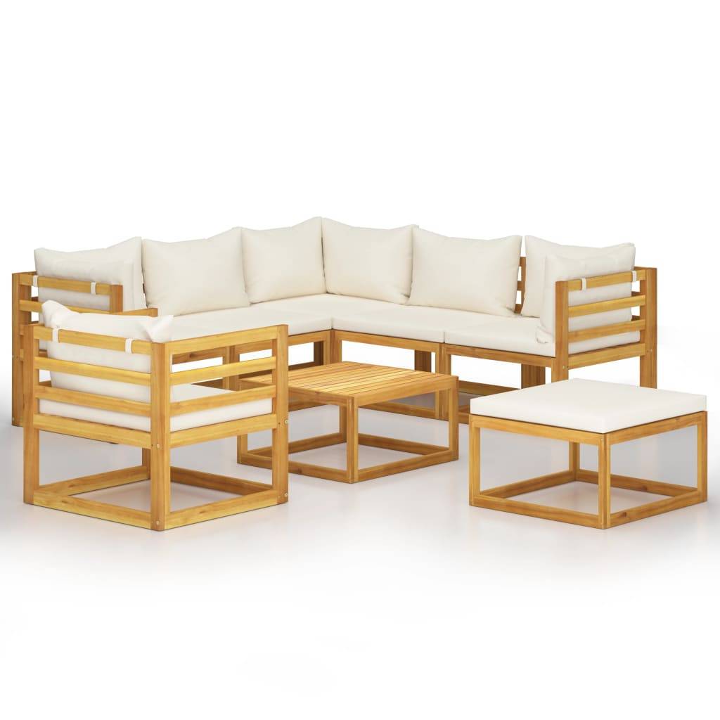 Vidaxl - Salon de jardin 8 pcs avec coussin Crème Bois d'acacia solide vidaXL 3057645 - Image 2