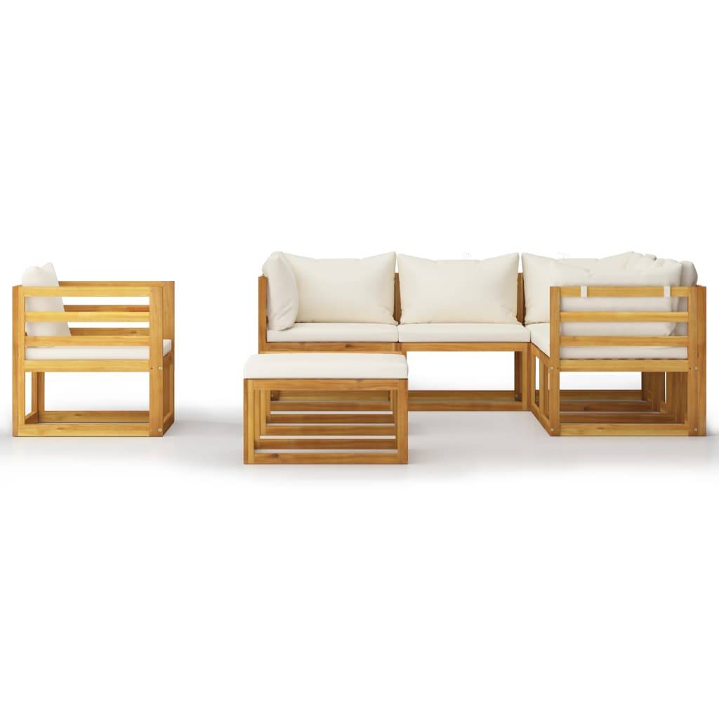Vidaxl - Salon de jardin 8 pcs avec coussin Crème Bois d'acacia solide vidaXL 3057645 - Image 4