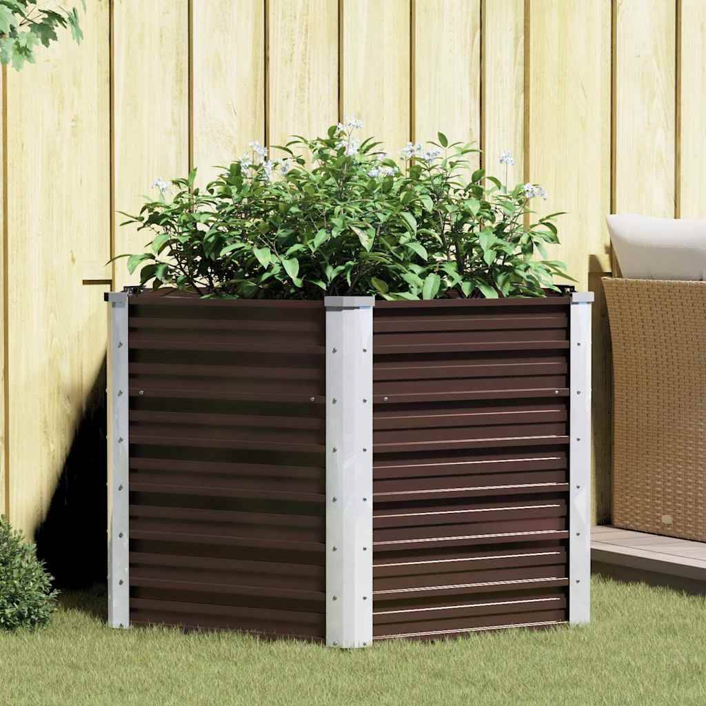 PANGIVO - Lit surélevé de jardin Acier galvanisé Marron 129 x 129 x 77 cm - PANGIVO - Image 1