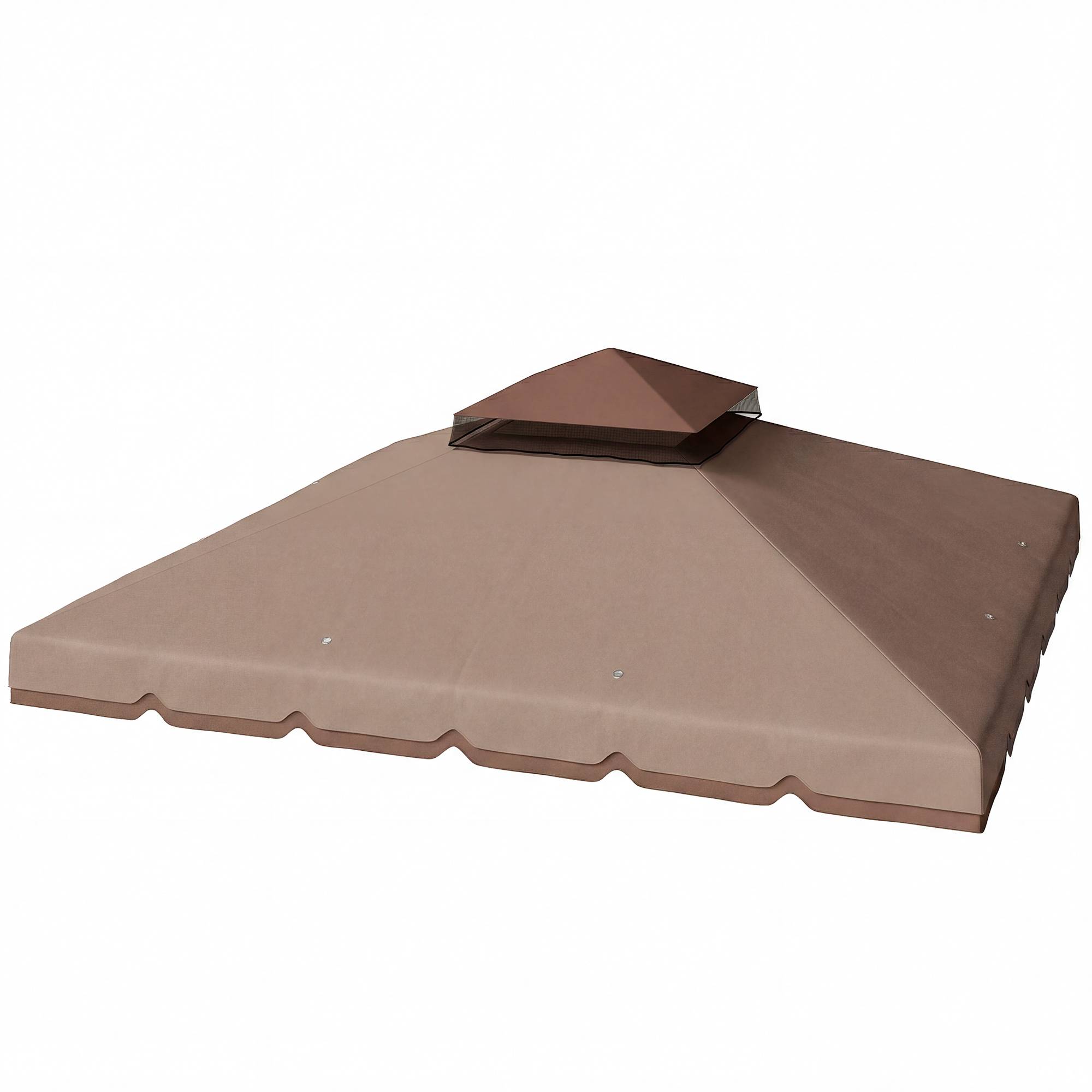 Toile de Rechange 3x3m pour Tonnelle Double Toit Polyester Anti-UV Kaki - ComfortXL Outdoor Living - Image 1
