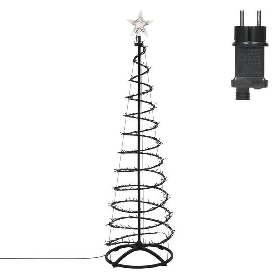 Ecd-Germany - Sapin de noël spirale LED 180 cm avec étoile cône lumineux effet cascade 15 modes de lumière minuterie et 640 LEDs blanc chaud pour maison jardin IP44 - Image 2