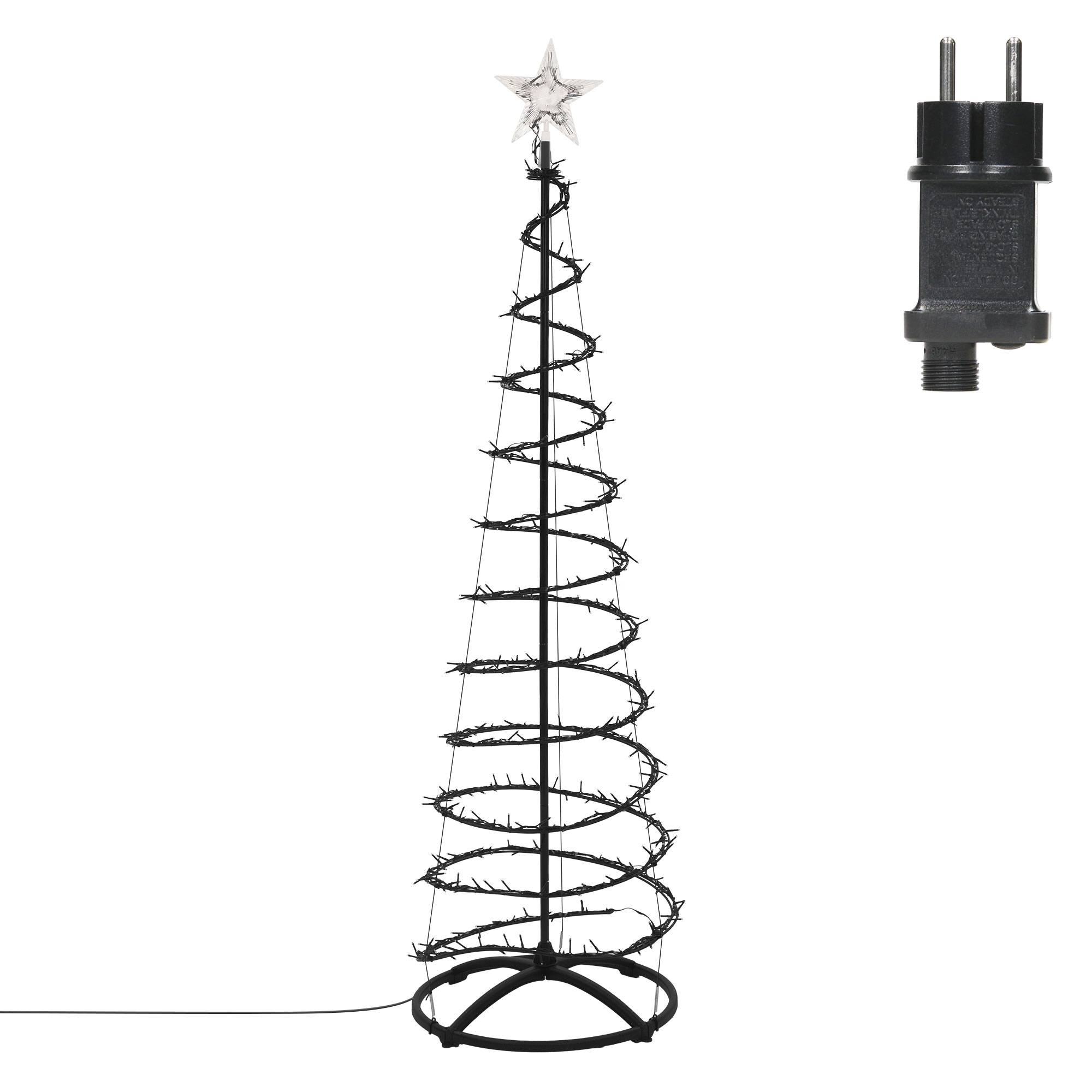 Ecd-Germany - Sapin de noël spirale LED 180 cm avec étoile cône lumineux effet cascade 15 modes de lumière minuterie et 640 LEDs blanc chaud pour maison jardin IP44 - Image 2