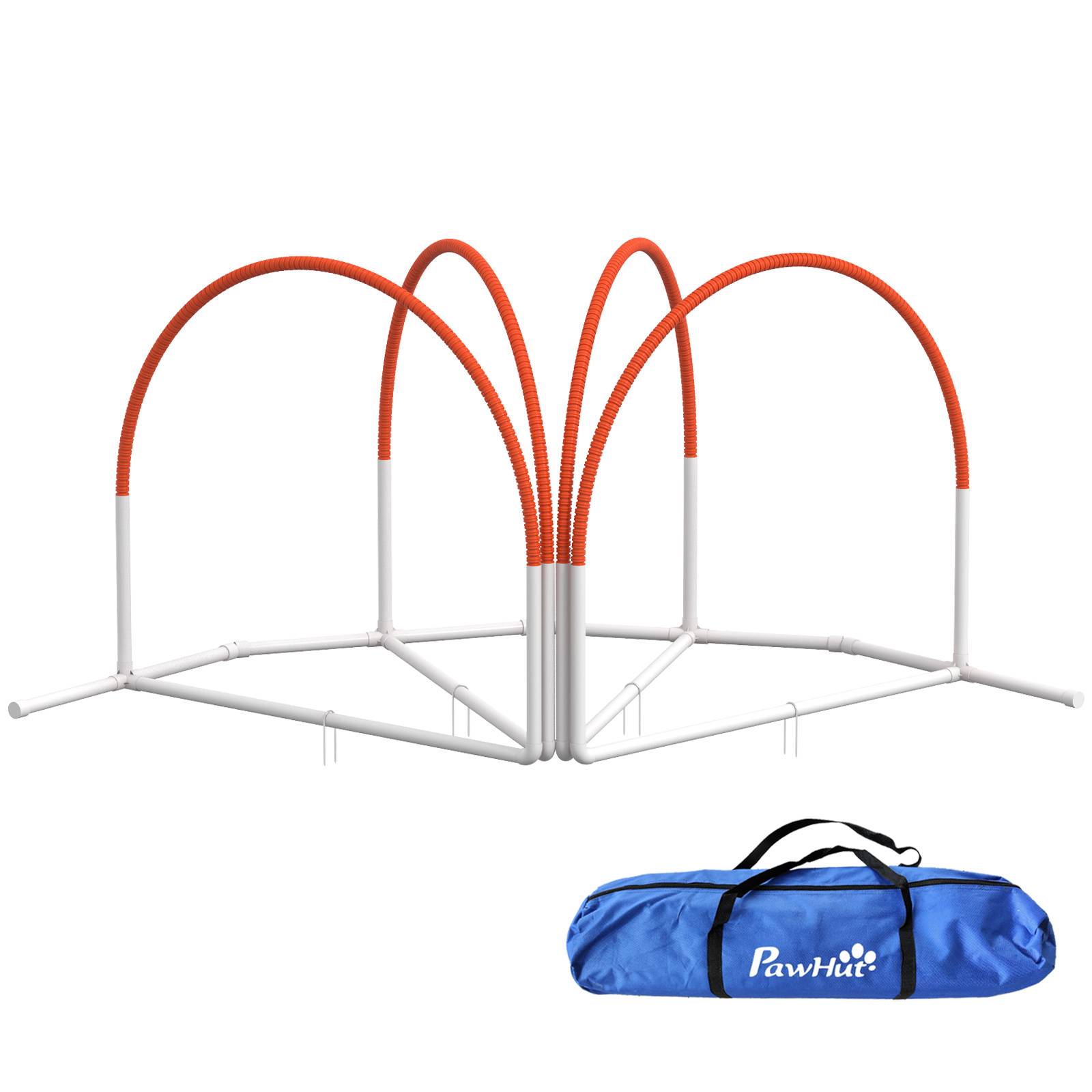 ComfortXL - Parcours agilité chien plastique 89 x 69 x 99 cm blanc orange pour dressage canin avec sac - ComfortXL Outdoor Living - Image 1