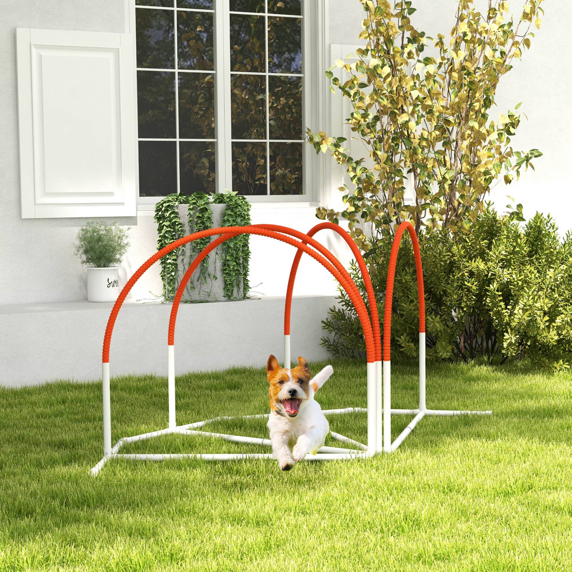 ComfortXL - Parcours agilité chien plastique 89 x 69 x 99 cm blanc orange pour dressage canin avec sac - ComfortXL Outdoor Living - Image 4