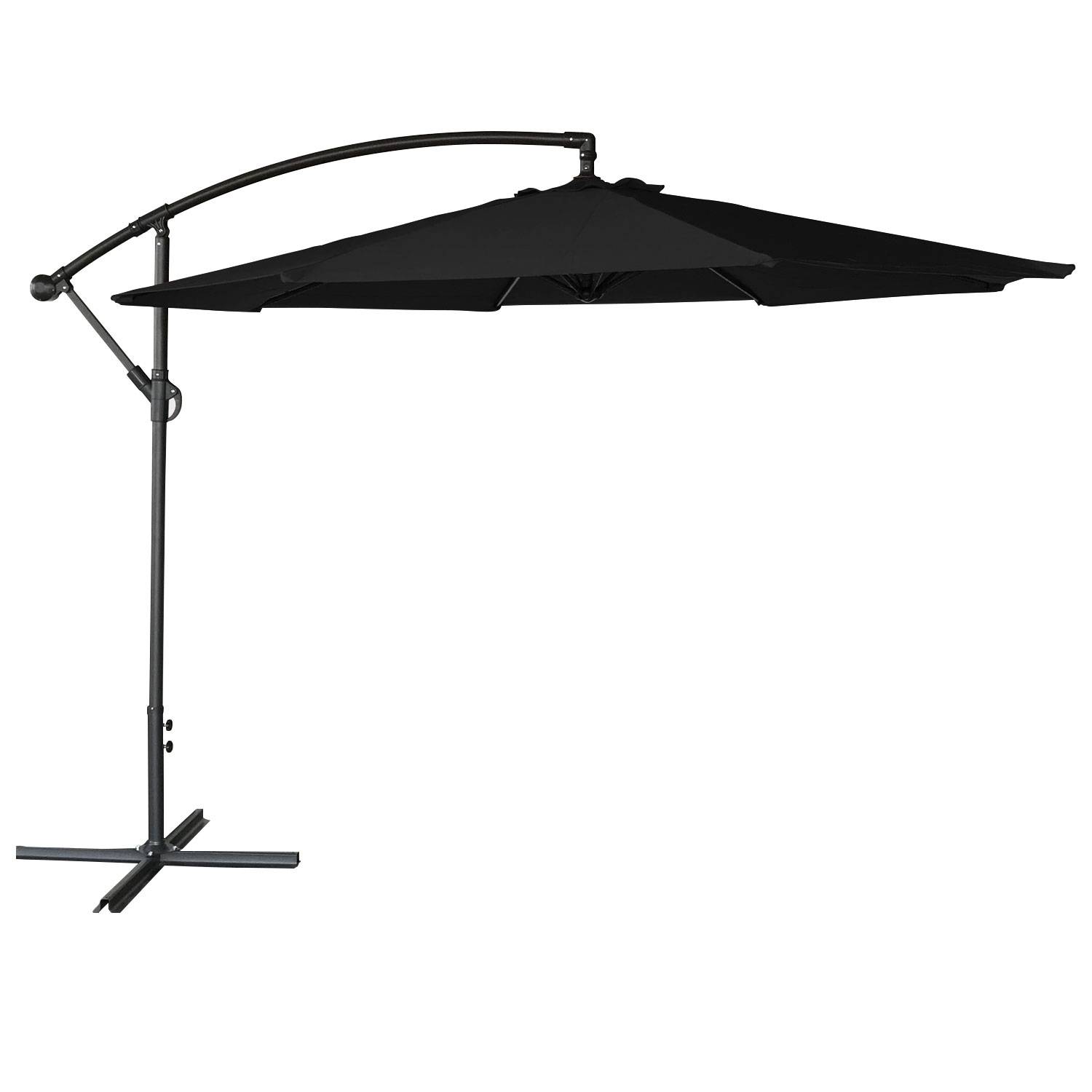 Parasol déporté OAHU rond 3m de diamètre noir - HAPPY GARDEN - Image 1
