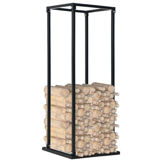 Porte-bûches intérieur design vertical en acier noir pour cheminée 113 cm – ComfortXL Outdoor Living - Image 2