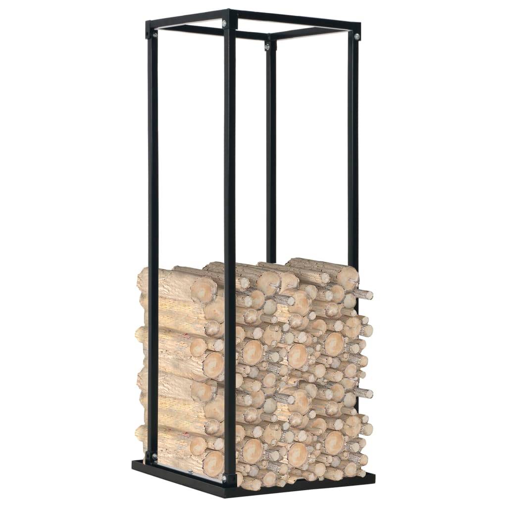Porte-bûches intérieur design vertical en acier noir pour cheminée 113 cm – ComfortXL Outdoor Living - Image 2