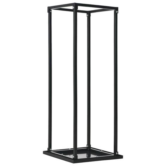 Porte-bûches intérieur design vertical en acier noir pour cheminée 113 cm – ComfortXL Outdoor Living - Image 1