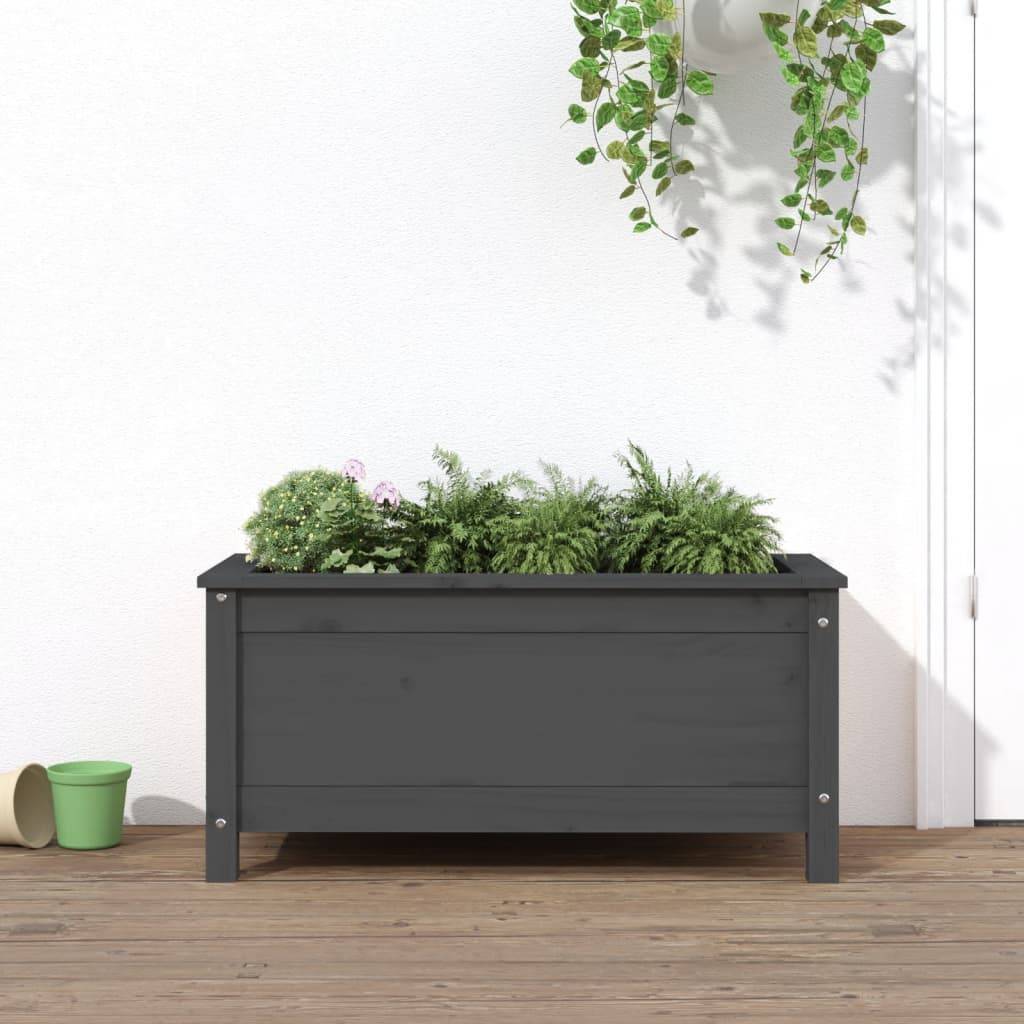 Maison Chic - Jardinière - Pot De Fleurs - Bac à Fleurs gris 82,5x40x39 cm bois massif de pin - Image 2