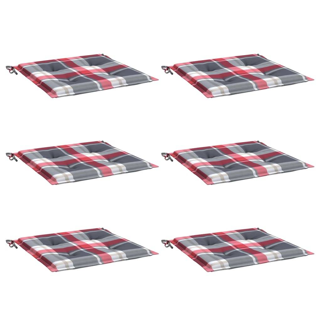 Lot de 6 Coussins de chaise de jardin carreaux rouges 40x40x3cm P142 - Image 3