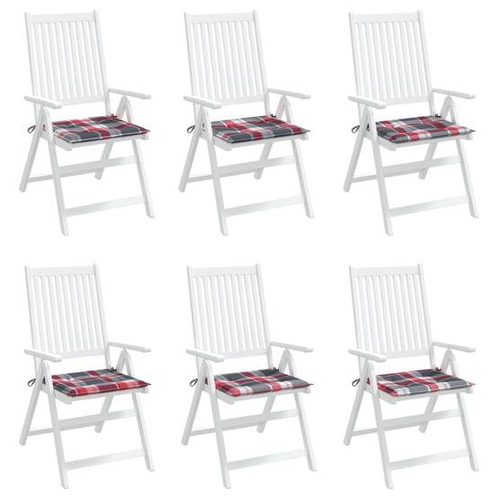 Lot de 6 Coussins de chaise de jardin carreaux rouges 40x40x3cm P142 - Image 4