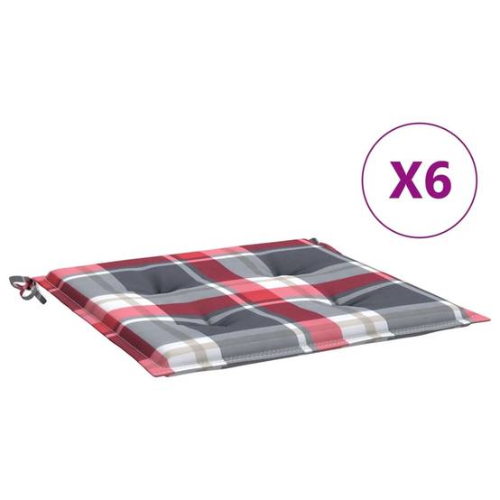 Lot de 6 Coussins de chaise de jardin carreaux rouges 40x40x3cm P142 - Image 1
