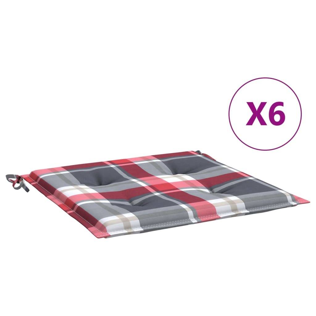Lot de 6 Coussins de chaise de jardin carreaux rouges 40x40x3cm P142 - Image 1