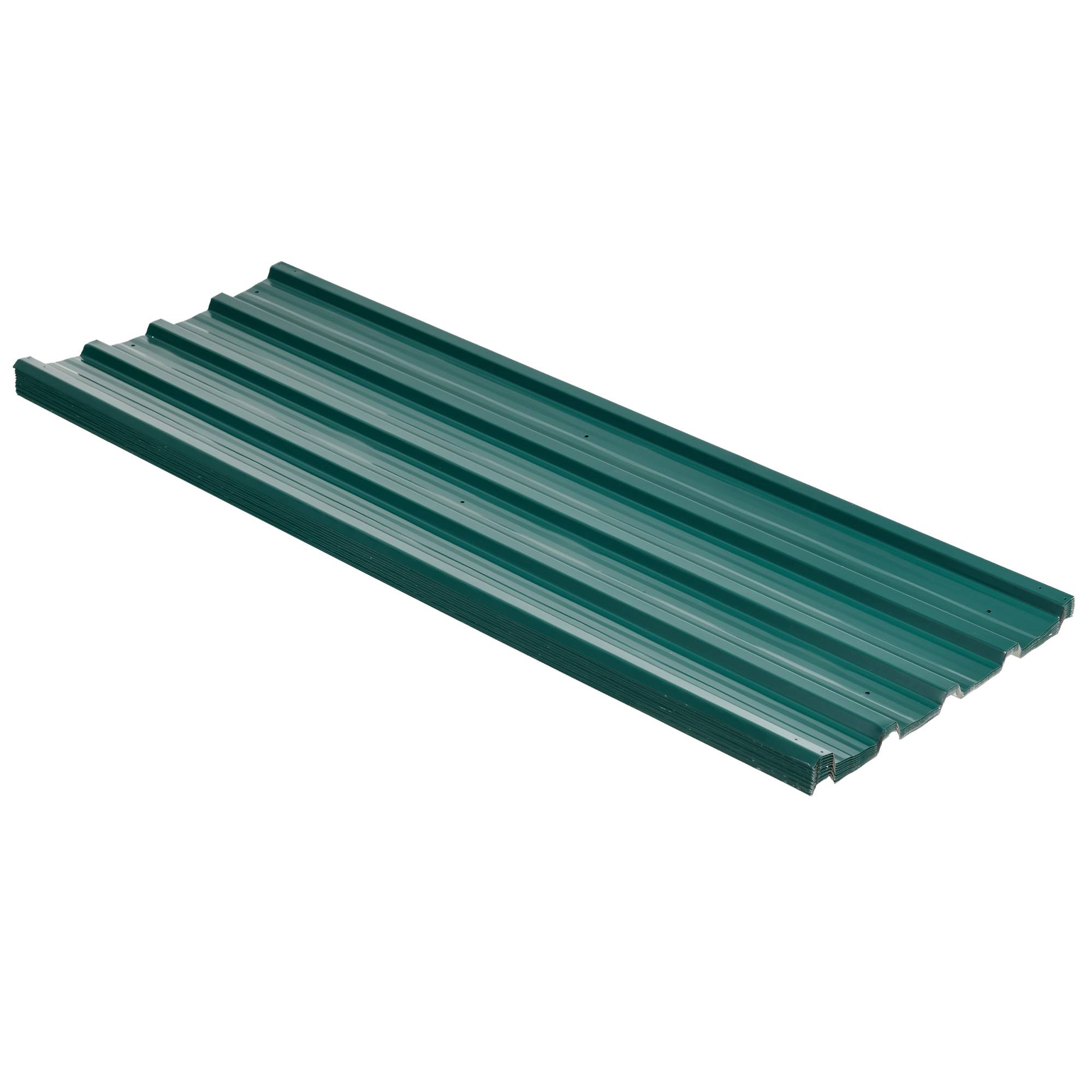 Ensemble de 12 panneaux de toiture en acier galvanisé de 7 m² pour abri de jardin, 129 x 45 cm, vert. - Image 2