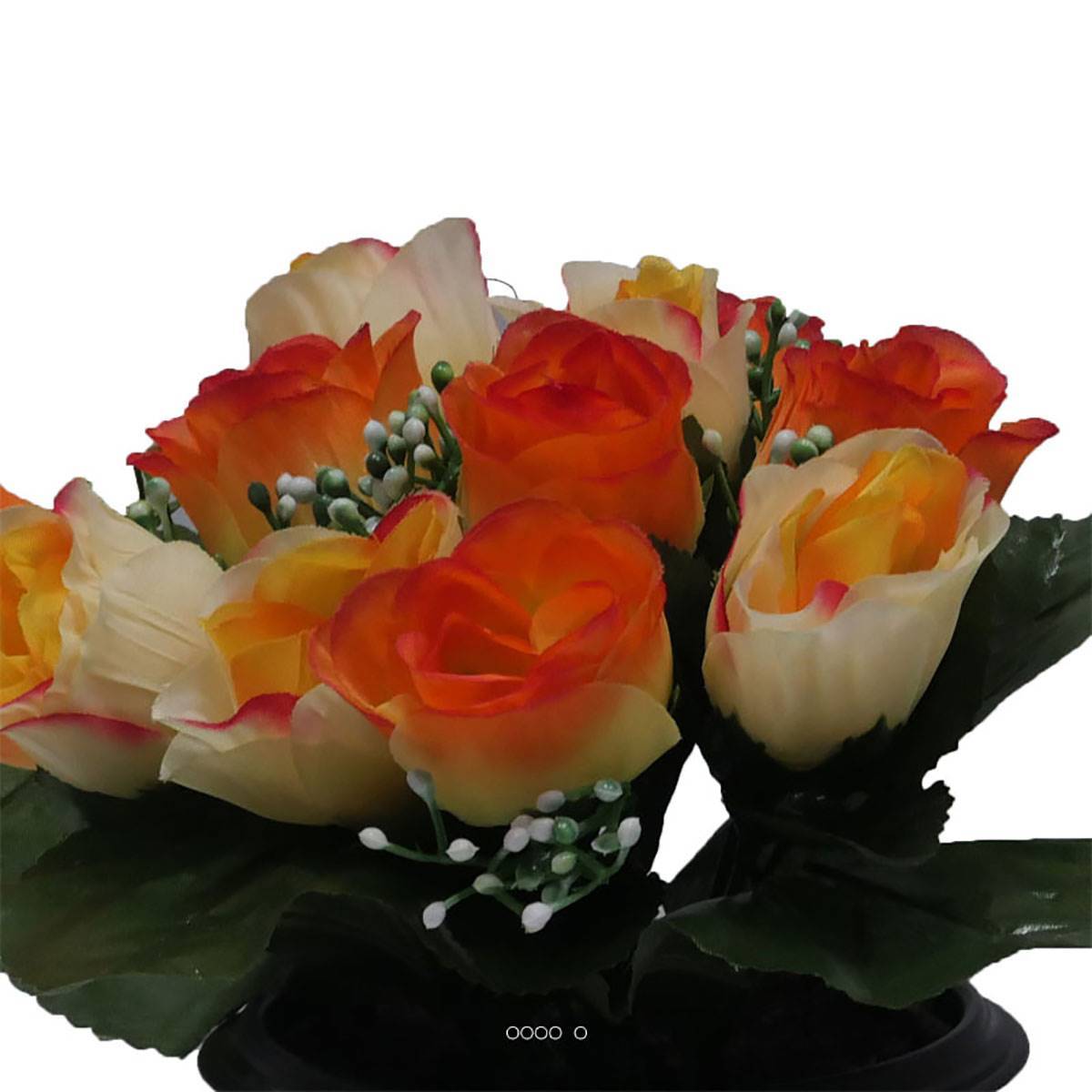 Artificielles - Composition de fleurs artificielles pour cimetière pot roses H 25 cm D 20 cm Jaune - couleur: Jaune 630 - Image 3