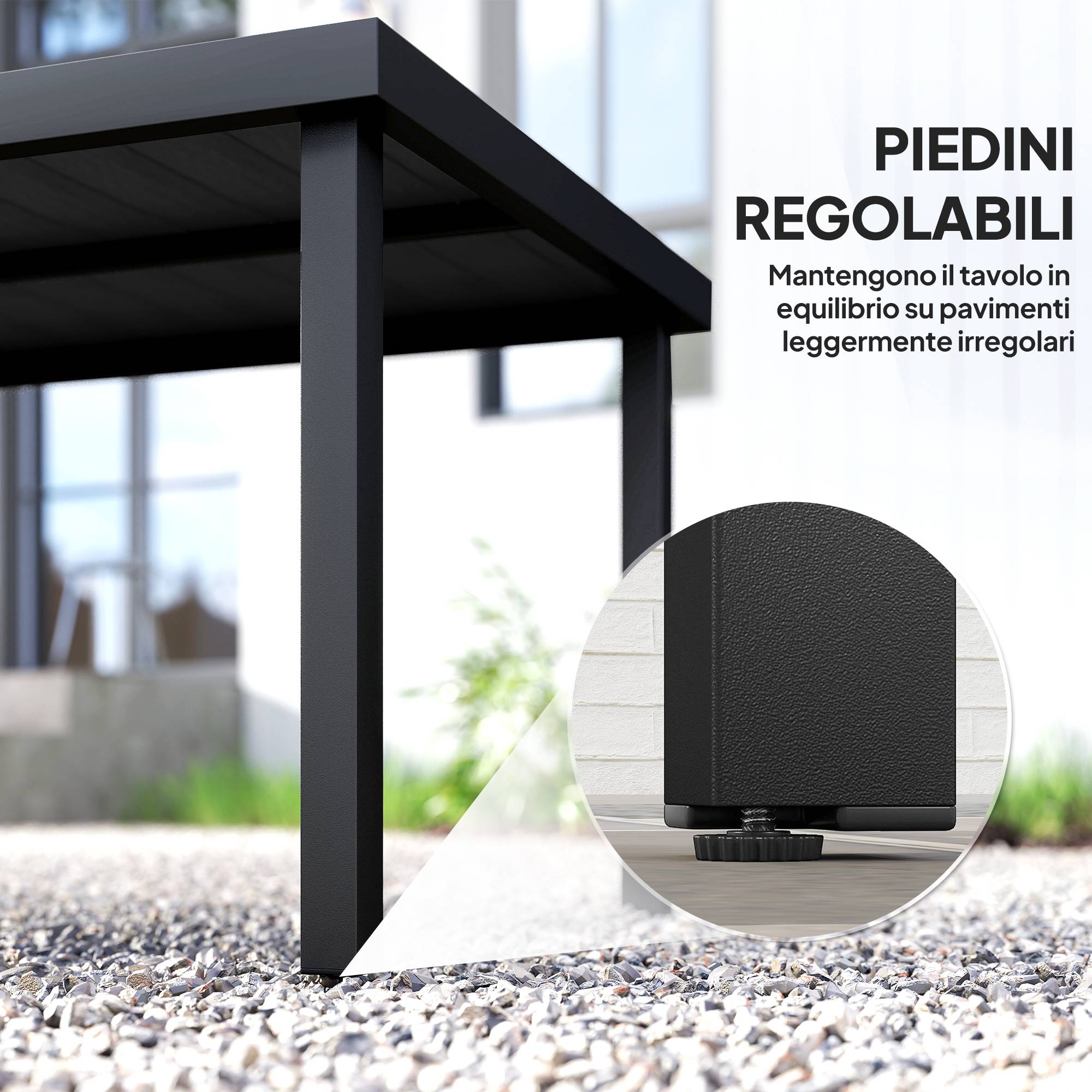 Table de jardin rectangulaire aluminium extérieur 8 places 190cm noir - ComfortXL Outdoor Living - Image 9