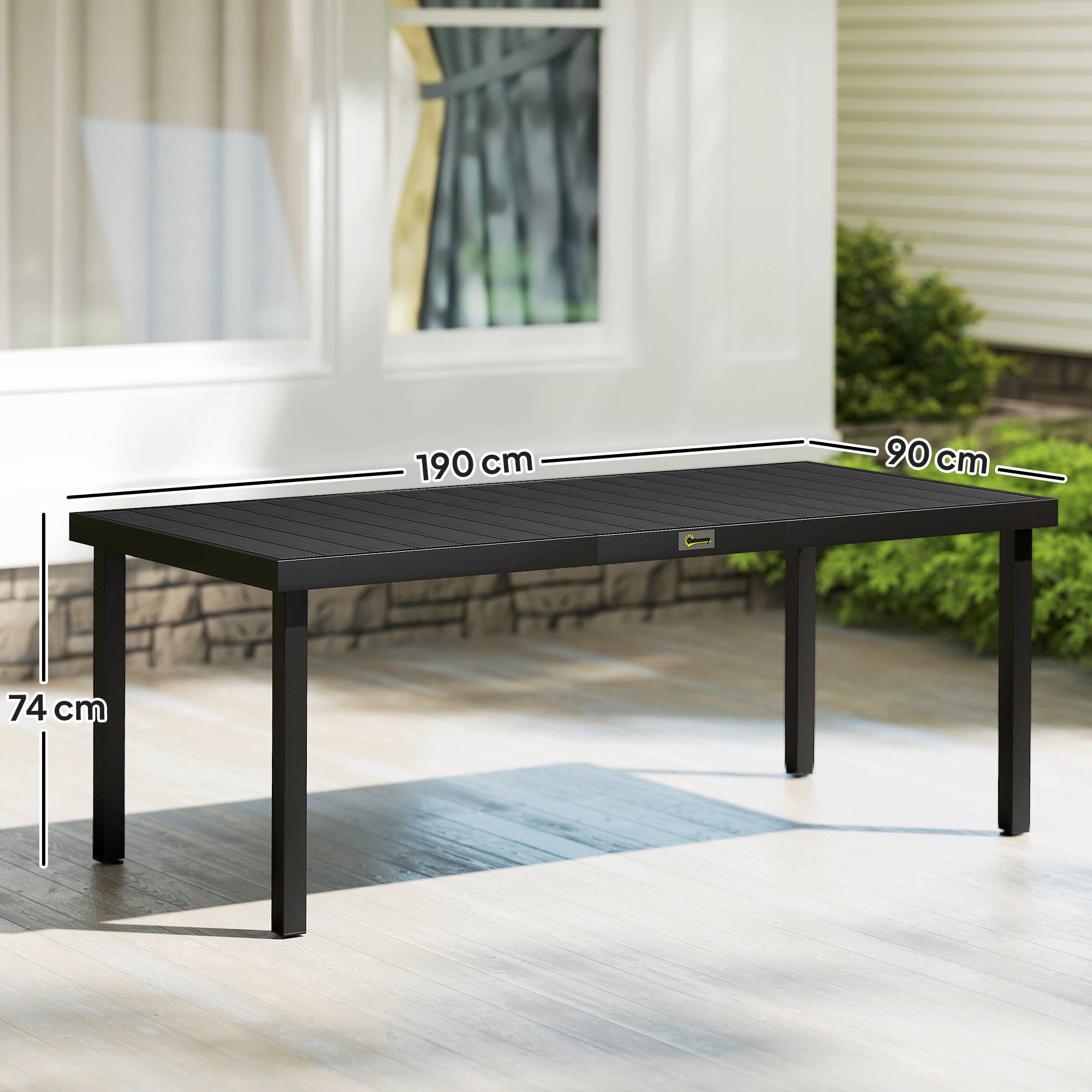 Table de jardin rectangulaire aluminium extérieur 8 places 190cm noir - ComfortXL Outdoor Living - Image 5