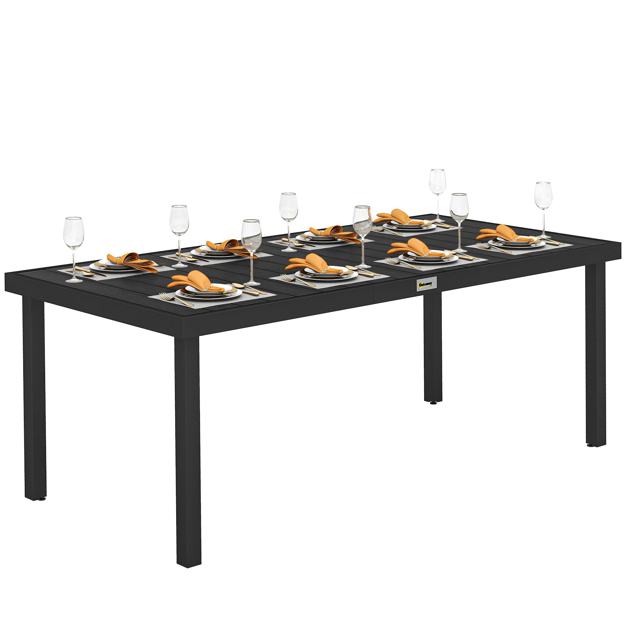 Table de jardin rectangulaire aluminium extérieur 8 places 190cm noir - ComfortXL Outdoor Living - Image 1