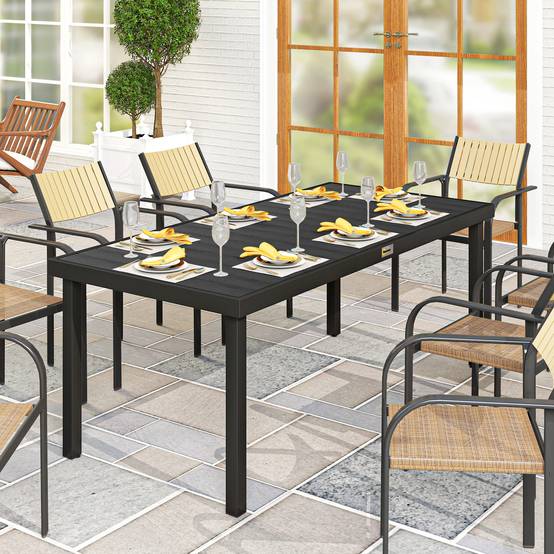 Table de jardin rectangulaire aluminium extérieur 8 places 190cm noir - ComfortXL Outdoor Living - Image 3