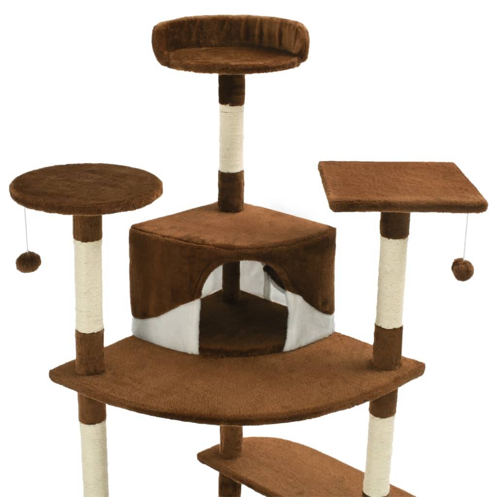 Arbre à chat bois et sisal marron et blanc 103 x 77 x 203 cm - PANGIVO - Image 4