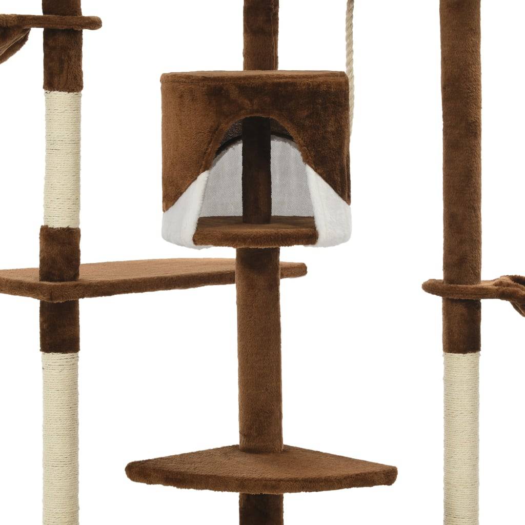 Arbre à chat bois et sisal marron et blanc 103 x 77 x 203 cm - PANGIVO - Image 5