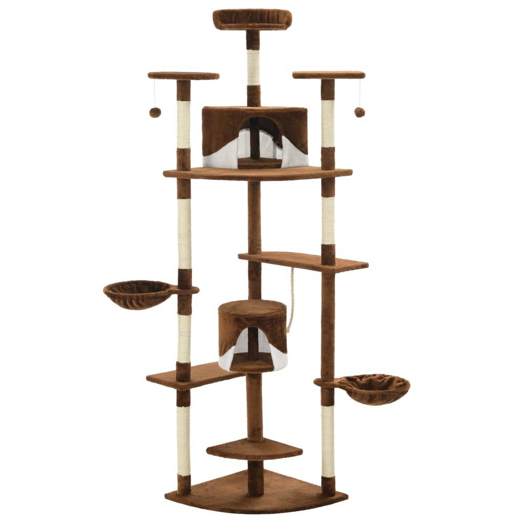 Arbre à chat bois et sisal marron et blanc 103 x 77 x 203 cm - PANGIVO - Image 2