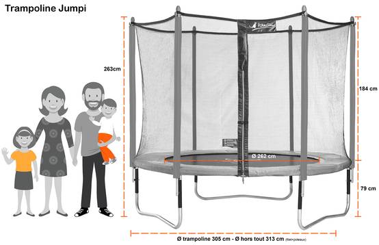 Kangui - Trampoline jardin Ø 300 cm + filet + échelle + bâche - JUMPI 300 - Taupe/Vert Kangui - Image 6