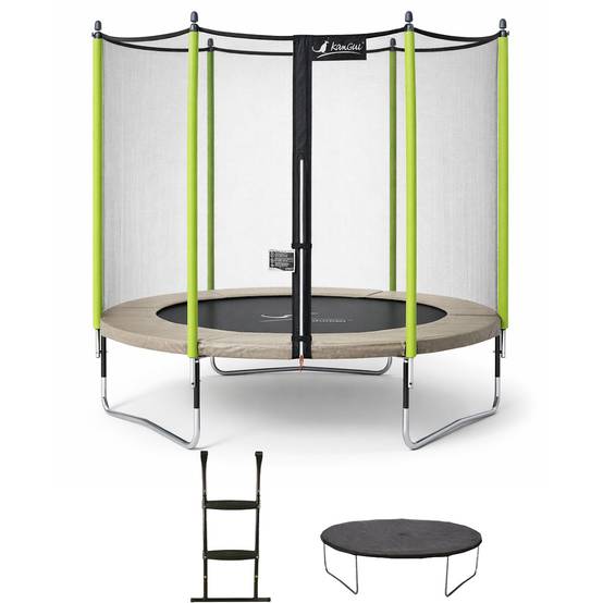 Kangui - Trampoline jardin Ø 300 cm + filet + échelle + bâche - JUMPI 300 - Taupe/Vert Kangui - Image 1