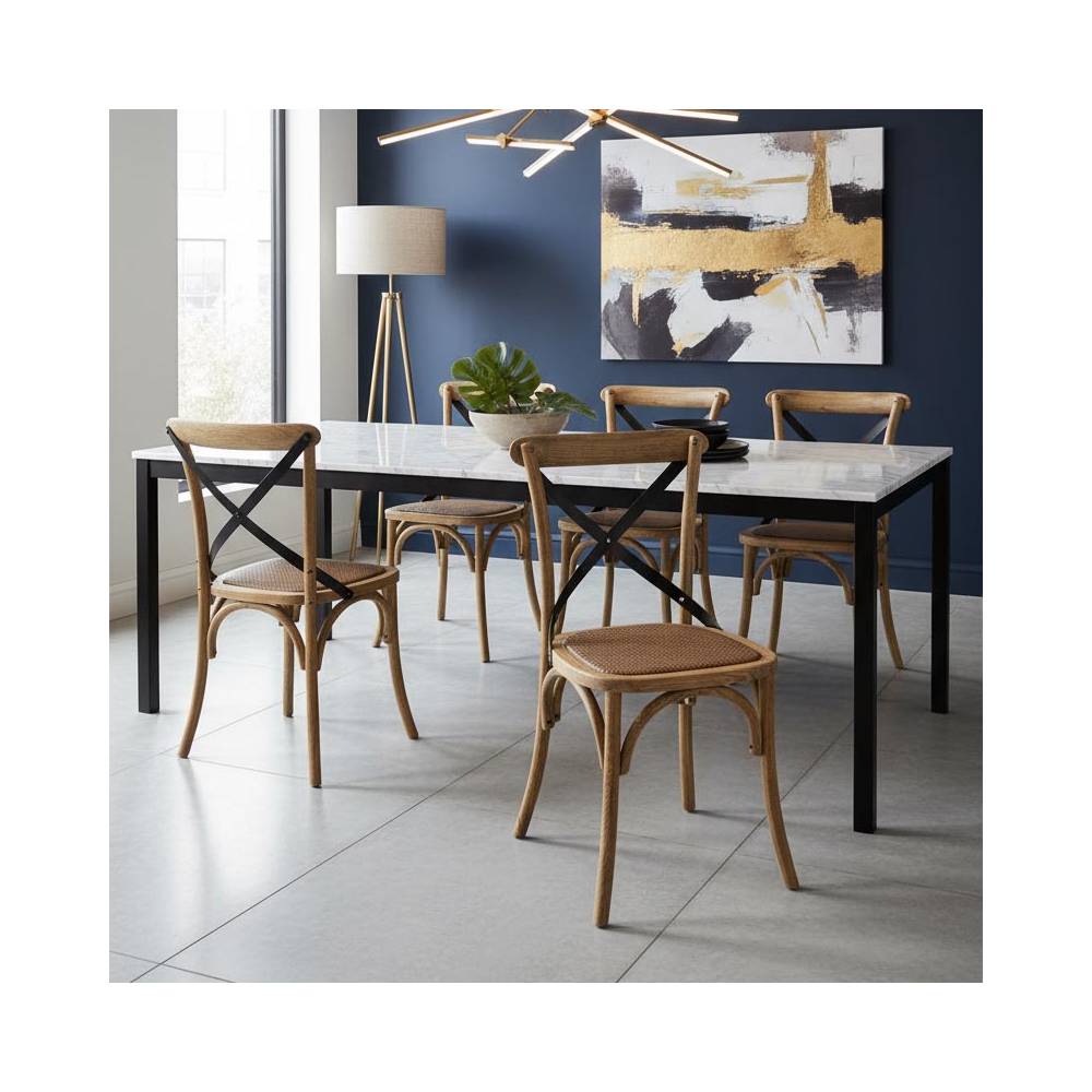 Aubry Gaspard - Chaise bistrot en hêtre vieilli Lot de 6 - Image 2