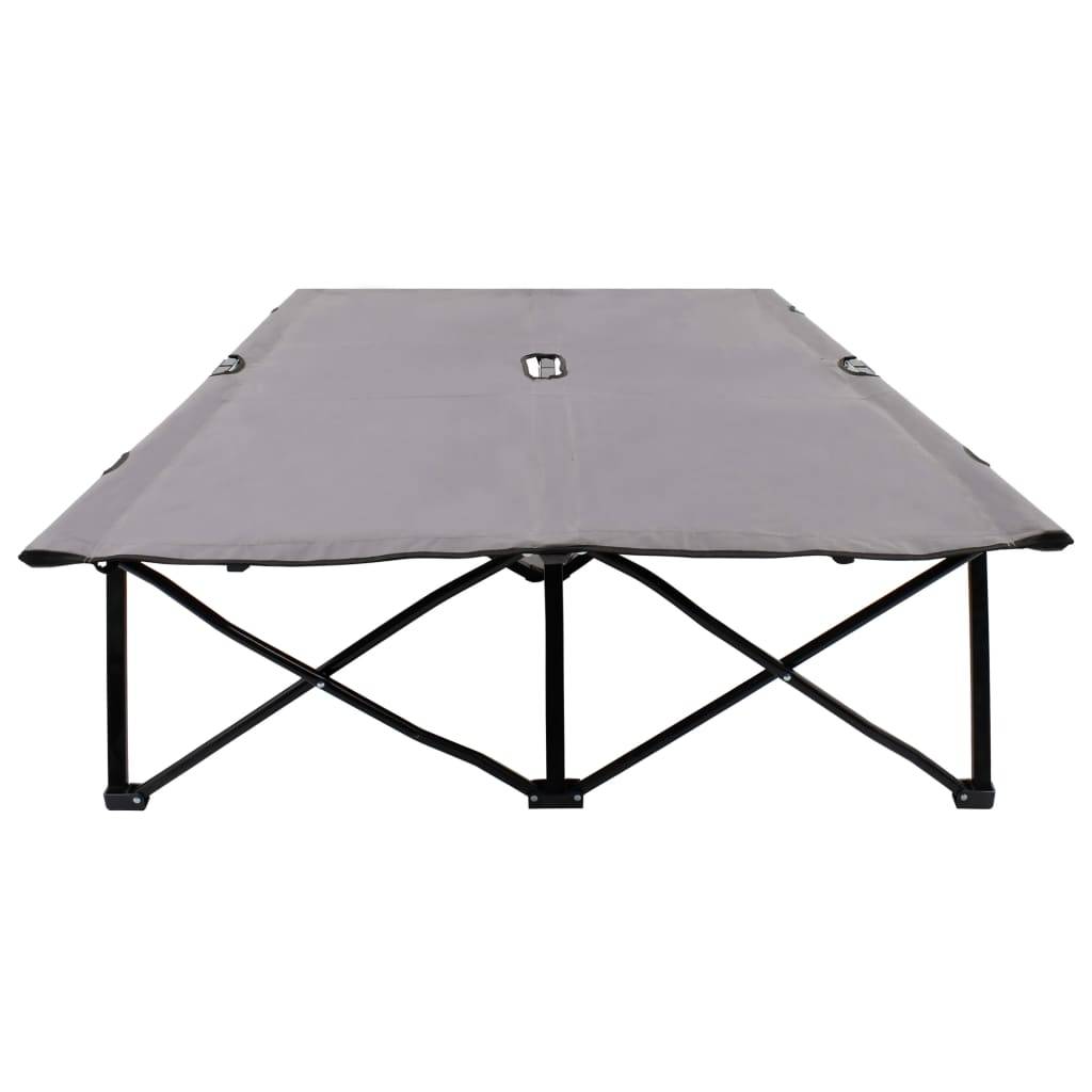 Helloshop26 - Transat chaise longue bain de soleil lit de jardin terrasse meuble d'extérieur pliable 2 places gris acier - Image 2
