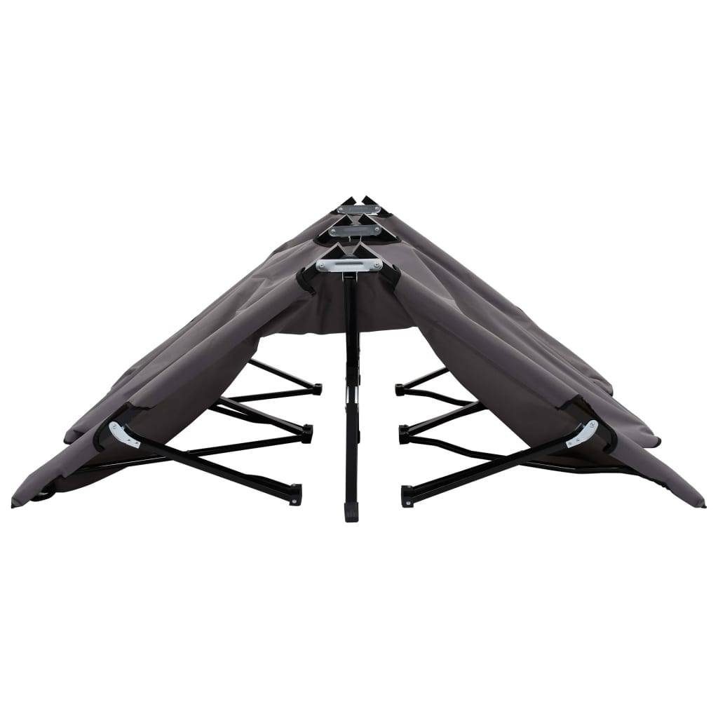 Helloshop26 - Transat chaise longue bain de soleil lit de jardin terrasse meuble d'extérieur pliable 2 places gris acier - Image 3