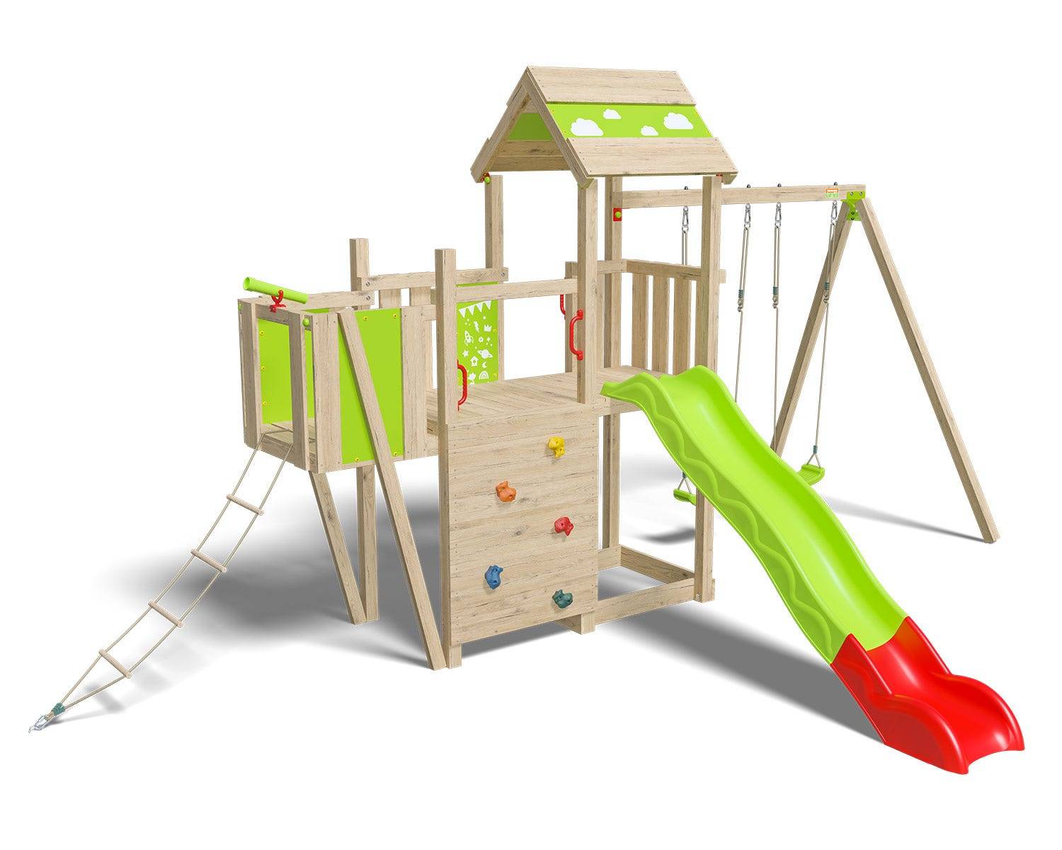 Aire de jeux bois 2,20 m STARRY XPRESSION - 10 enfants - Image 1