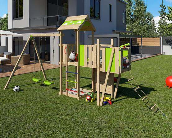 Aire de jeux bois 2,20 m STARRY XPRESSION - 10 enfants - Image 4
