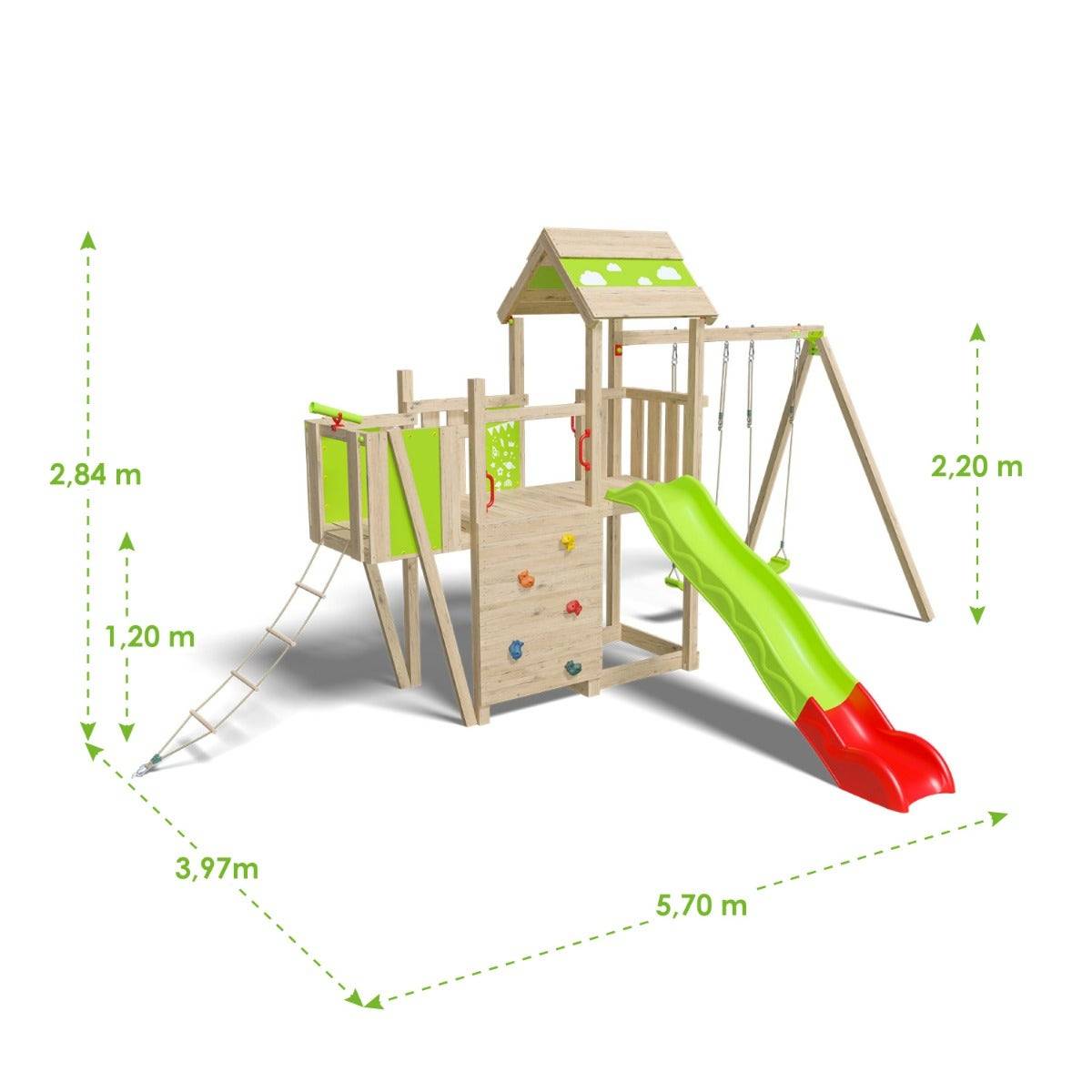 Aire de jeux bois 2,20 m STARRY XPRESSION - 10 enfants - Image 6