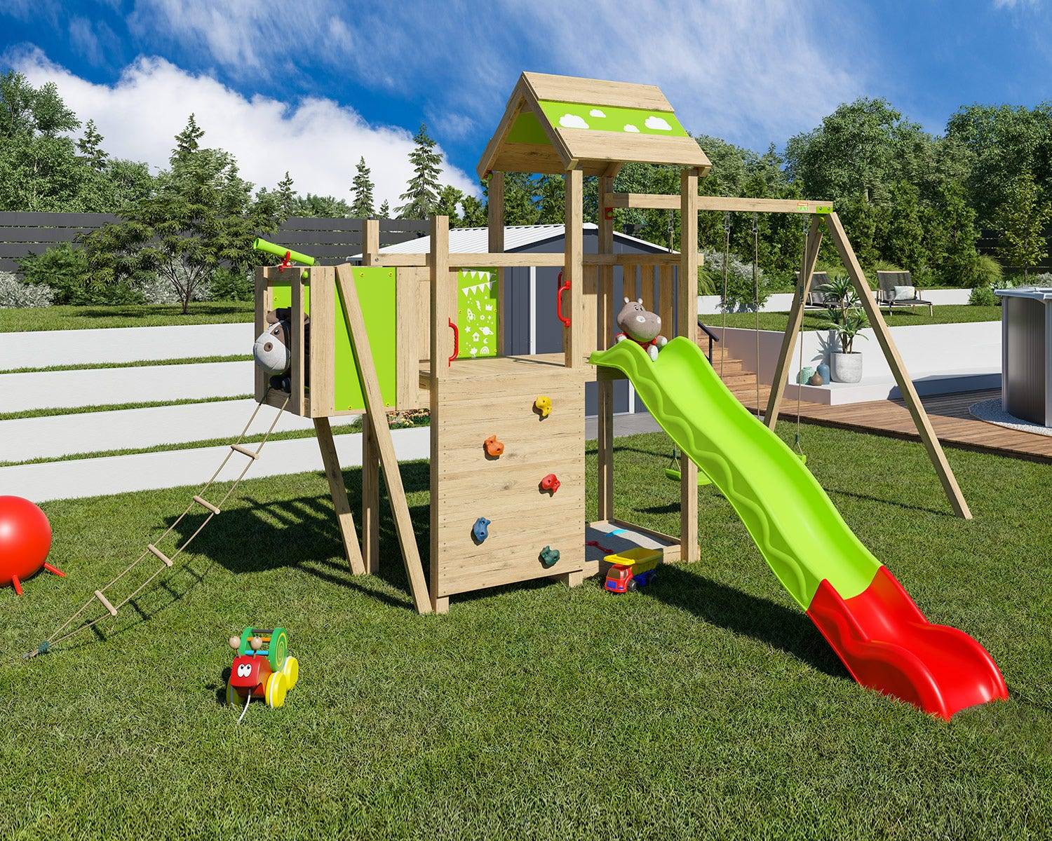 Aire de jeux bois 2,20 m STARRY XPRESSION - 10 enfants - Image 2